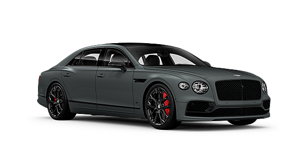 Bentley Firenze Bentley Flying Spur S front side angled view in Cambrian Grey coloured exterior. 