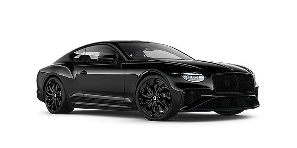 Bentley Firenze Bentley Continental GT Black Edition coupe front three quarter in Onyx black paint