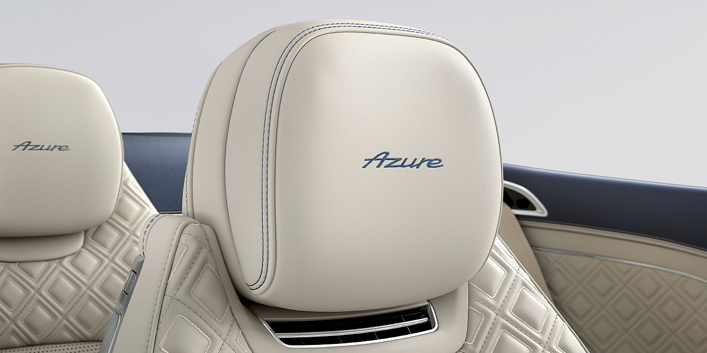 Bentley Firenze Bentley Continental GTC Azure convertible seat detail in Linen hide with Azure emblem