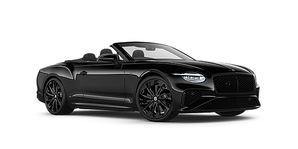 Bentley Firenze Bentley Continental GTC Black Edition convertible front three quarters in Onyx black paint